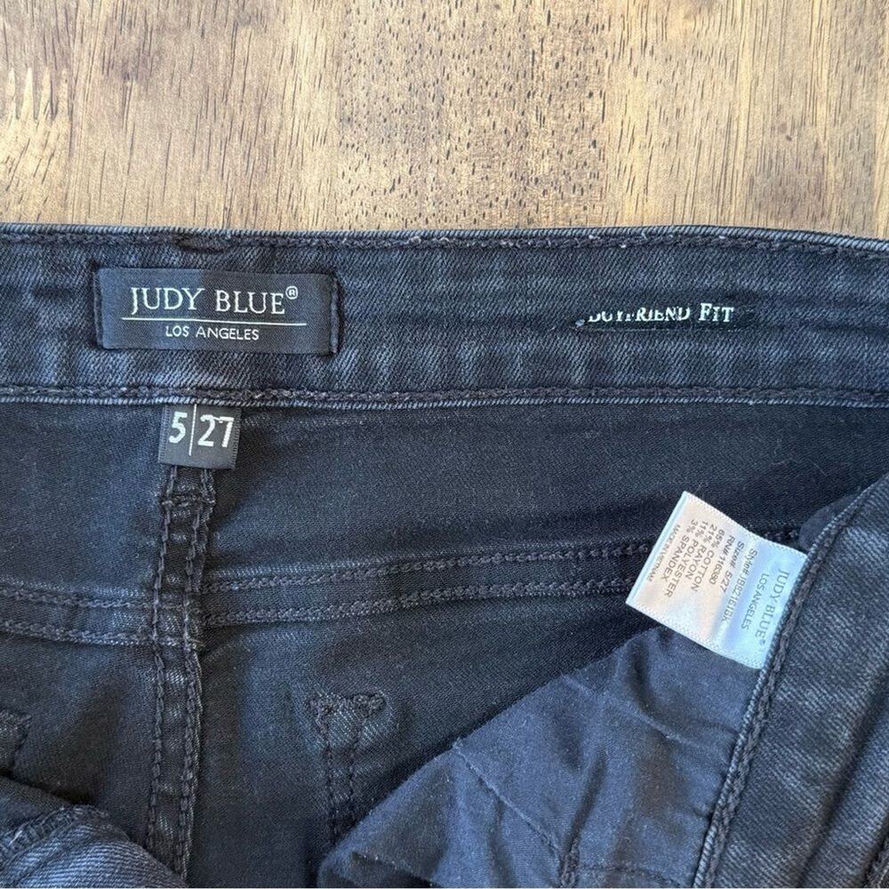 Judy Blue Jeans Distressed Boyfriend Fit Denim Los Angeles Black Women's Sz 5/27 - Picture 6 of 8